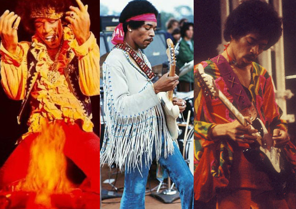 Jimi Hendrix durante su actuaci�n en Monterrey, Woodstock y la Isla de Wight