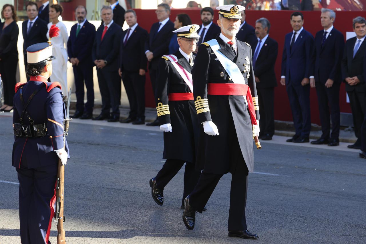 El Rey Felipe VI, este miércoles en el desfile del 12 de octubre.