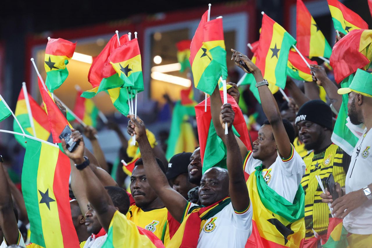 Aficionados de Ghana antes del partido de su selección ante Portugal.