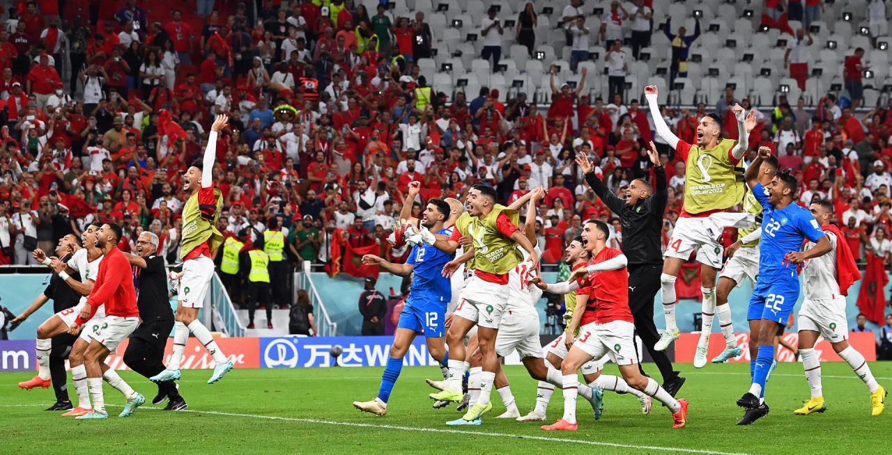 Marruecos celebra su histórico triunfo contra Bélgica.