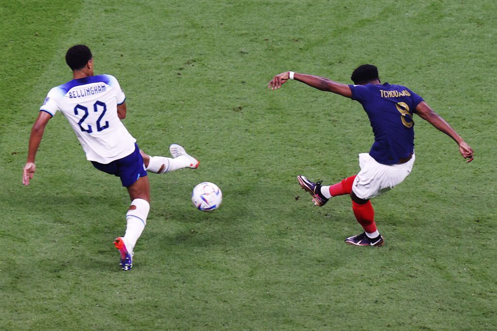 Tchouaméni abrió el marcador en el Inglaterra-Francia con un golazo