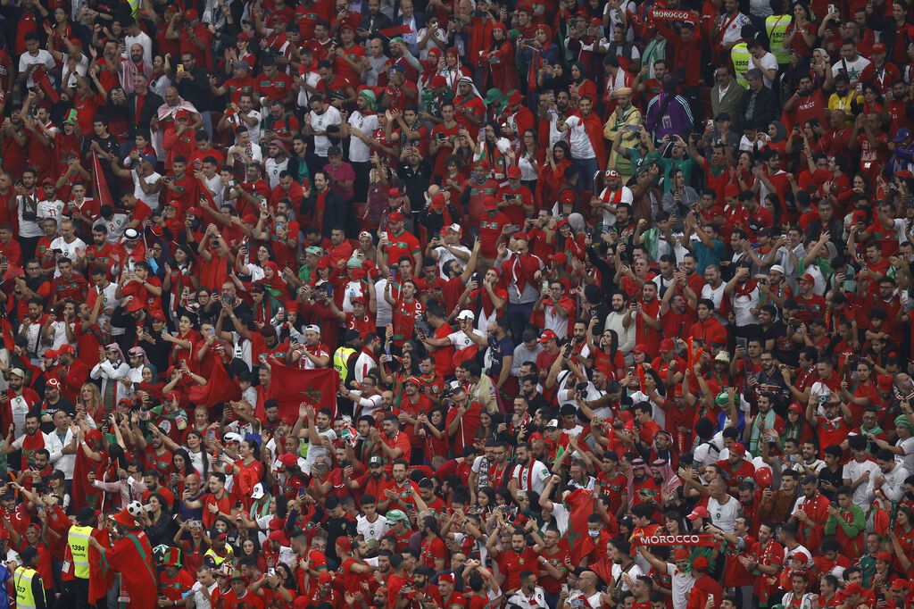La hinchada marroquí fue ampliamente mayoritaria en el estadio