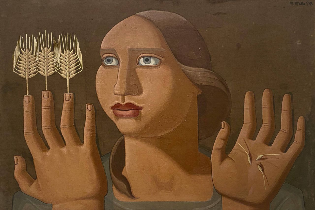 Maruja Mallo. Sorpresa del trigo, 1936. Óleo sobre lienzo. 66 x 100 cm. Colección particular