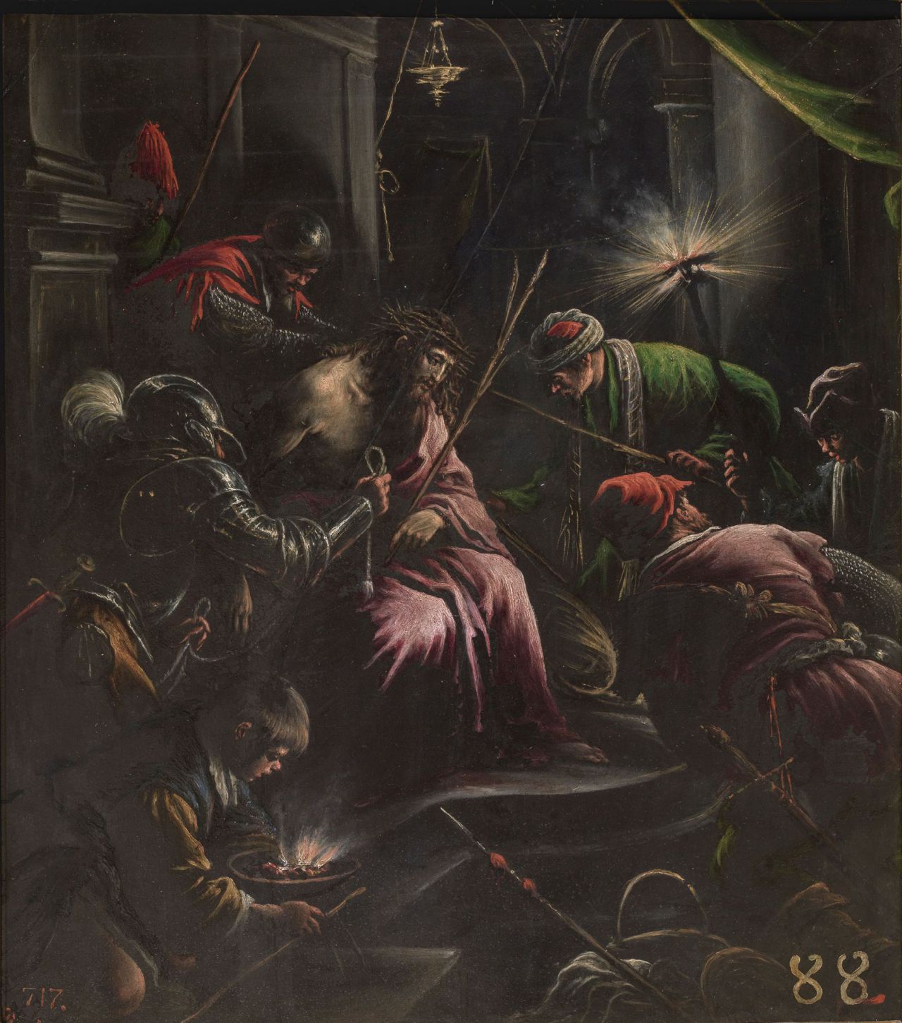 3. La Coronación de espinas BASSANO, Leandro Óleo sobre pizarra, 54 x 49 cm | 63 x 57 x 5 cm (con marco) 1590 - 1598 Madrid, Museo Nacional del Prado