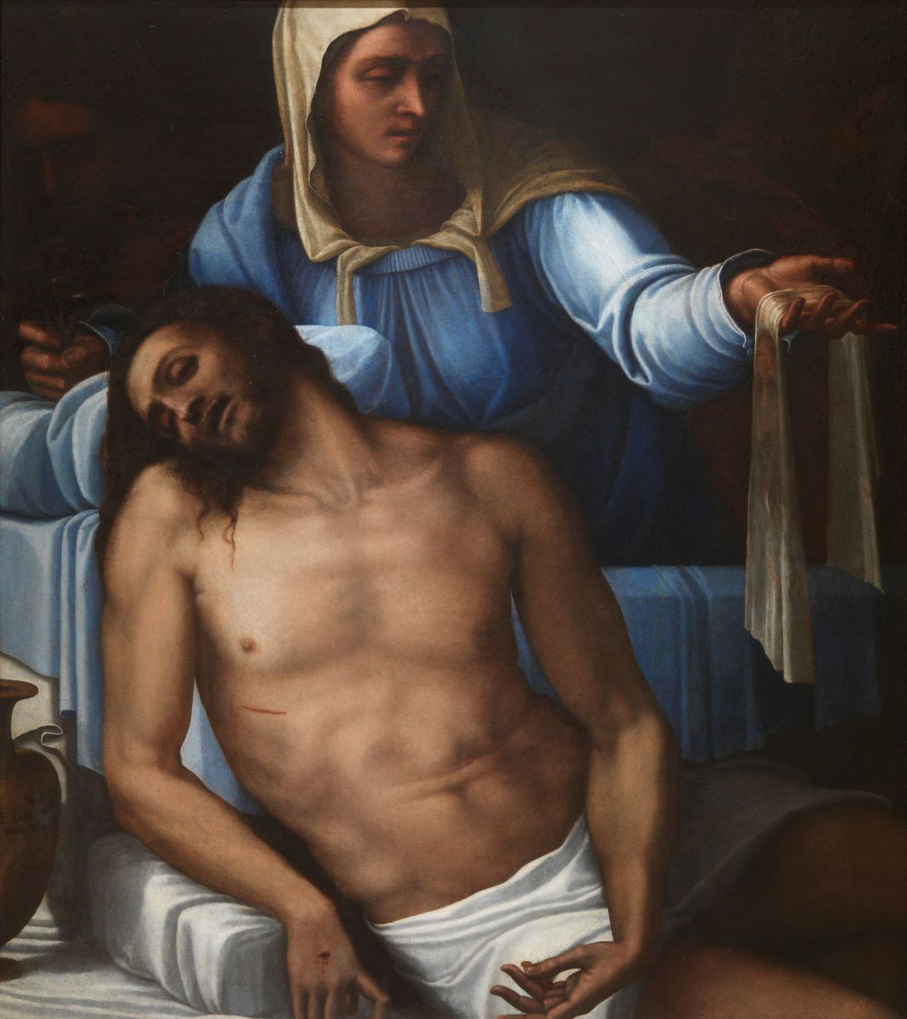 4. Piedad PIOMBO, Sebastiano del Óleo sobre pizarra, 124 x 111,3 x 3,5 cm | 145 x 132 x 12 cm (con marco) | 103 kg. 1533 - 1539 Madrid, Museo Nacional del Prado