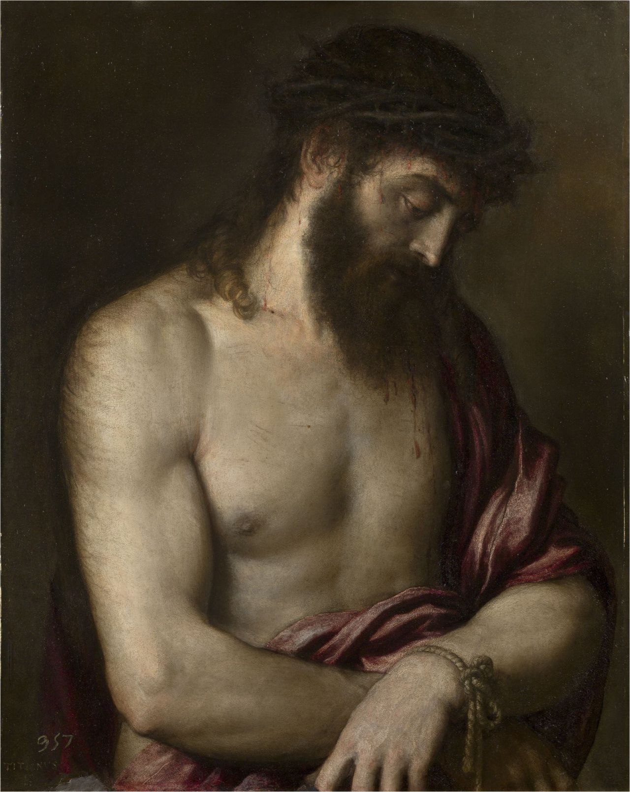 1.Ecce Homo TIZIANO, Vecellio di Gregorio Óleo sobre pizarra, 69 x 56 cm | 1 cm – 3 mm grosor 1547 Madrid, Museo Nacional del Prado