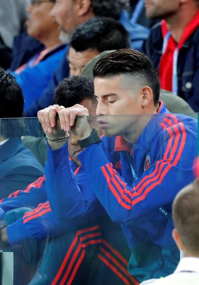 James Rodríguez sufrió, lesionado, desde la tribuna