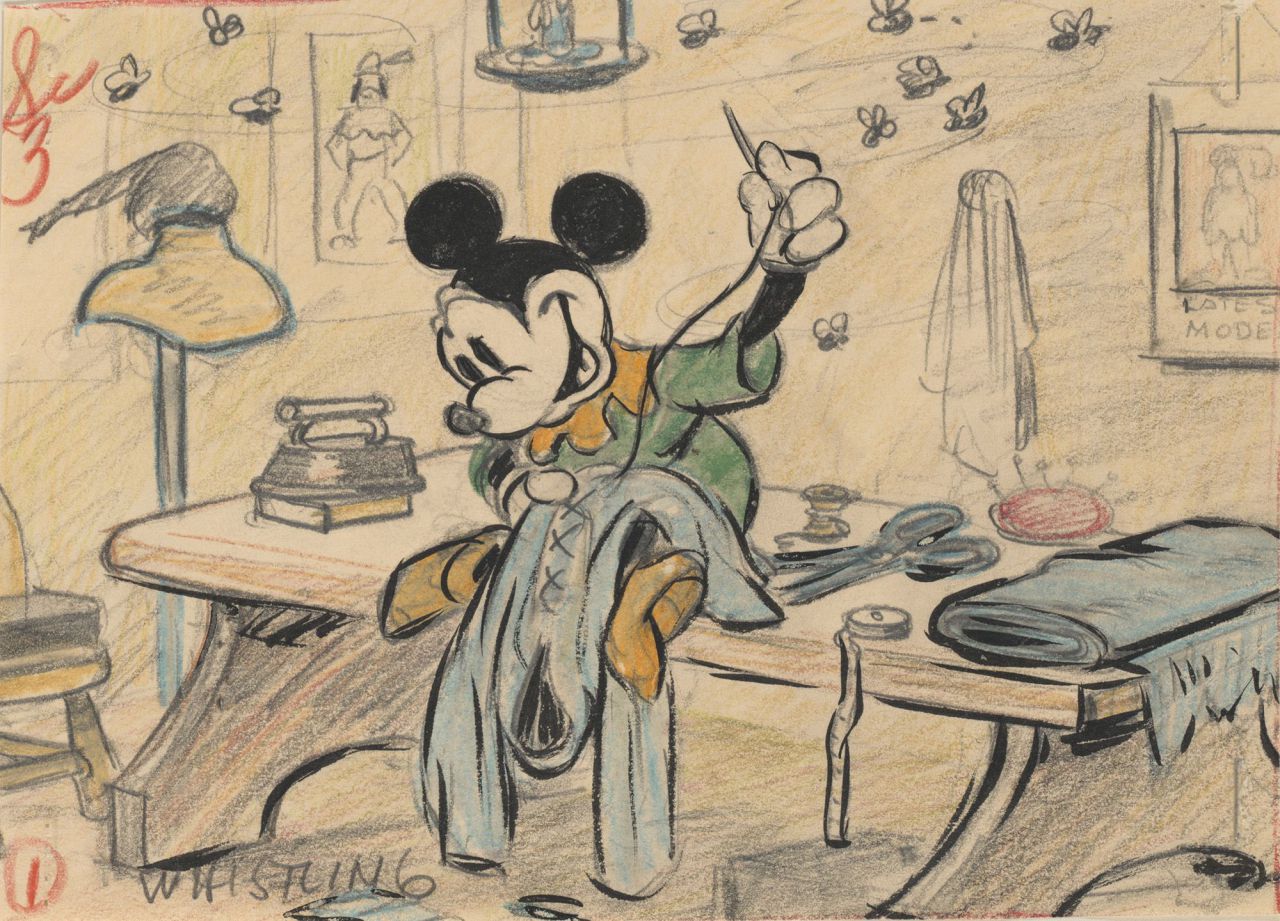 El sastrecillo valiente, 1938. Artista del estudio Disney. Esbozo. Lápiz de color y mina de grafito sobre papel