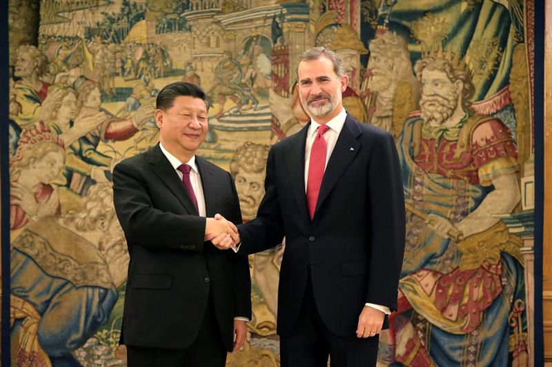 El rey Felipe recibe al presidente de China, Xi Jinping.