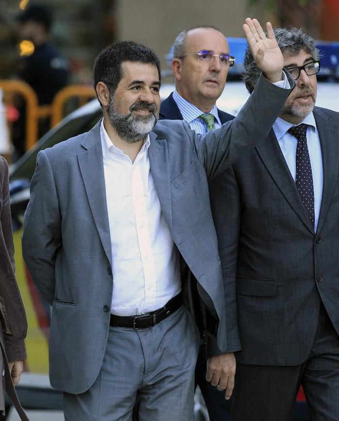 El presidente de Òmnium Cultural, Jordi Sánchez, a su llegada a la Audiencia Nacional