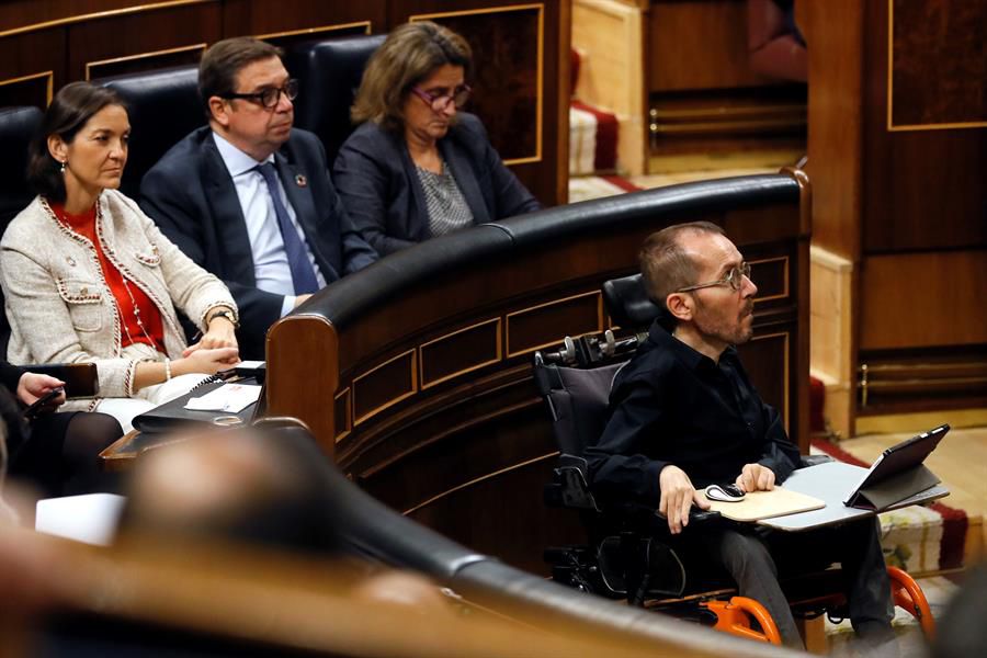 Pablo Echenique, secretario de Acción de Gobierno de UP, en el hemiciclo del Congreso