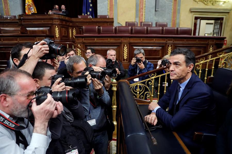 El presidente del Gobierno en funciones, Pedro Sánchez, al inicio de la sesión constitutiva