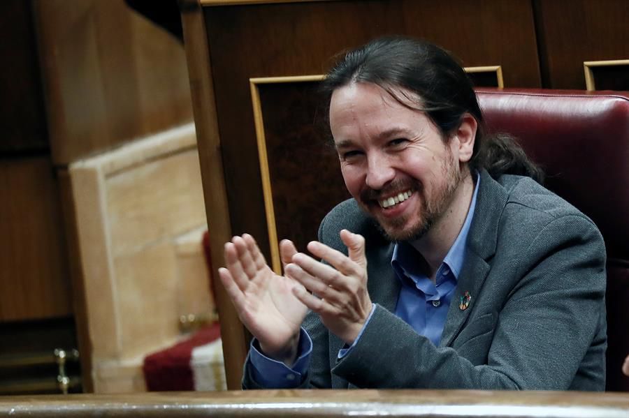 El líder Unidas Podemos, Pablo Iglesias, en el Congreso de los Diputados