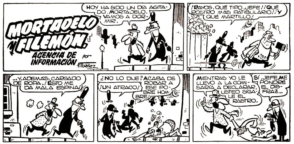 Primera aparición en cómic de Mortadelo y Filemón, Pulgarcito nº 1394 (1958).