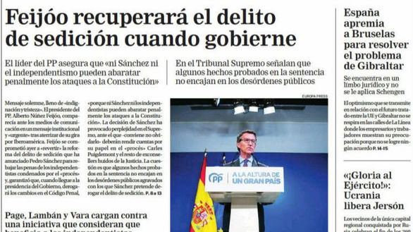 Las portadas de los periódicos de este sábado, 12 de noviembre