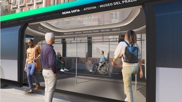 Así es el autobús de la EMT del futuro: totalmente acristalado y con una única puerta de acceso