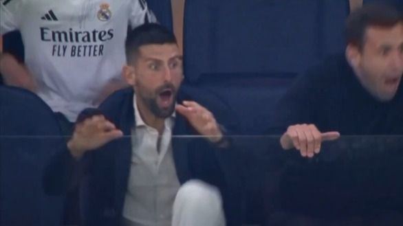 Djokovic y sus hijos, desbocados festejando el gol agónico del Madrid
