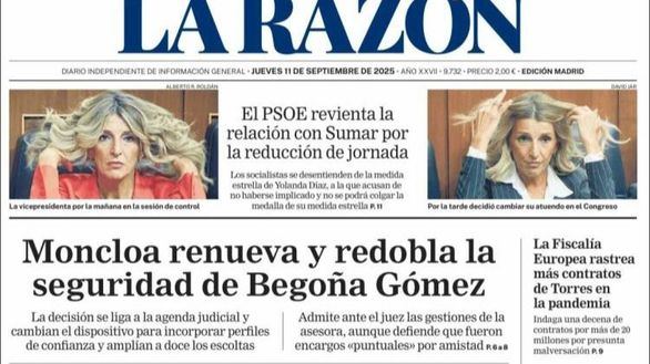 Las portadas de los periódicos de este jueves, 11 de septiembre