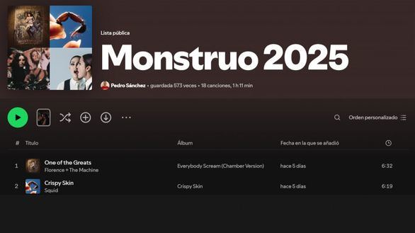 Monstruo 2025: la lista de canciones favoritas de Pedro Sánchez