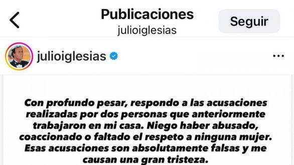 Julio Iglesias niega haber 