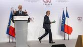 El ministro de Finanzas francés, Roland Lescure (izquierda), y el gobernador del Banco de Francia, François Villeroy de Galhau.
