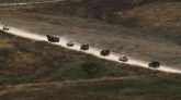 Vehículos militares israelíes en el sur de Líbano