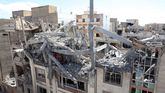 Edificio bombardeado en Teherán.