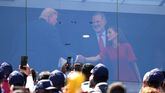 Los Reyes y Sánchez saludaron a Donald Trump en la final del Mundial