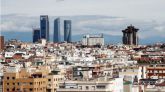 Centro urbano de Madrid, con las Cuatro Torres al fondo.
