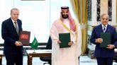 El presidente de Turquía, Recep Tayyip Erdo?an, el príncipe heredero de Arabia Saudita, Mohamed bin Salmán, y el primer ministro de Pakistán, Shehbaz Sharif.