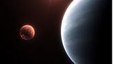 Representación artística del sistema planetario TOI-1752 y sus dos exoplanetas: el mundo de lava TOI-1752 b y el potencialmente habitable TOI-1752 c