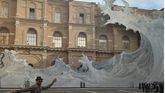 Una enorme ola del artista JR decora la fachada de la Biblioteca Vaticana