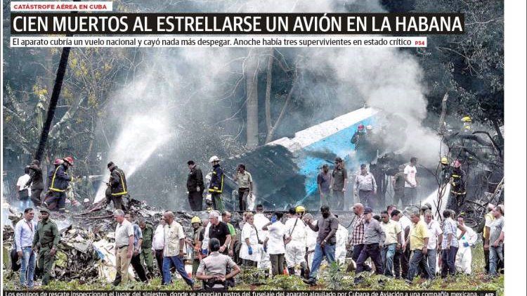 La tragedia aérea en La Habana, destacada en todos los diarios