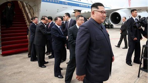 Kim Jong-un a su llegada a Singapur