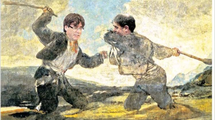 Puigdemont y Junqueras, duelo a garrotazos