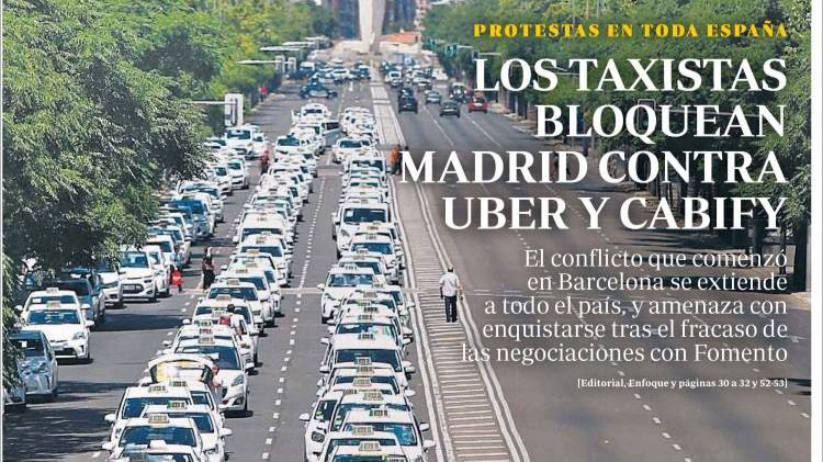 El pulso del taxi protagoniza las portadas