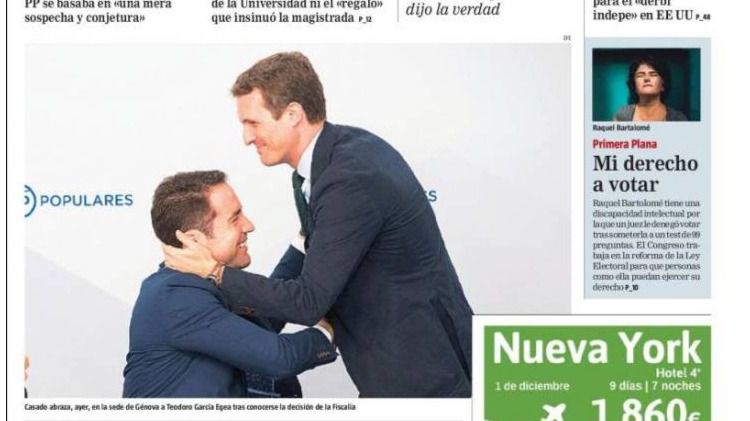 Casado sonríe en las portadas