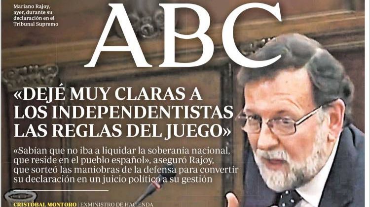 Así refleja la prensa la declaración de Rajoy en el juicio del procés