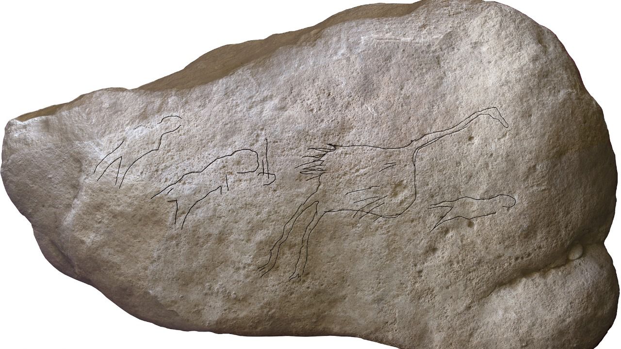 Una singular muestra de arte paleolítico protagonizada por aves y humanos