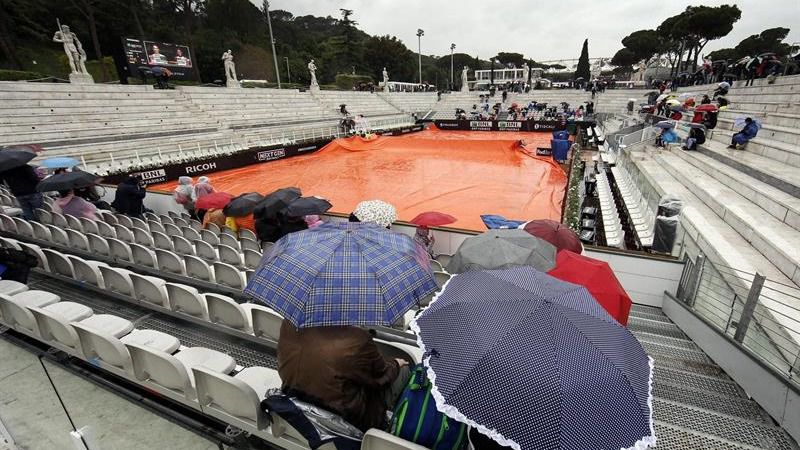 Masters Roma. La lluvia aplaza el debut de Rafa Nadal, Djokovic y Roger Federer