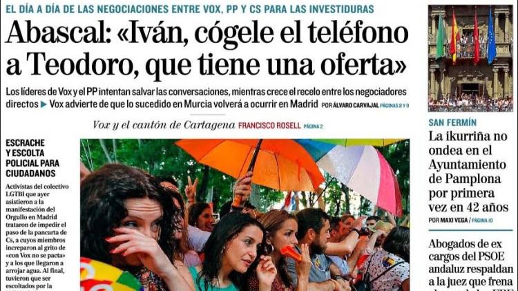 Las portadas de los periódicos del domingo 7 de julio