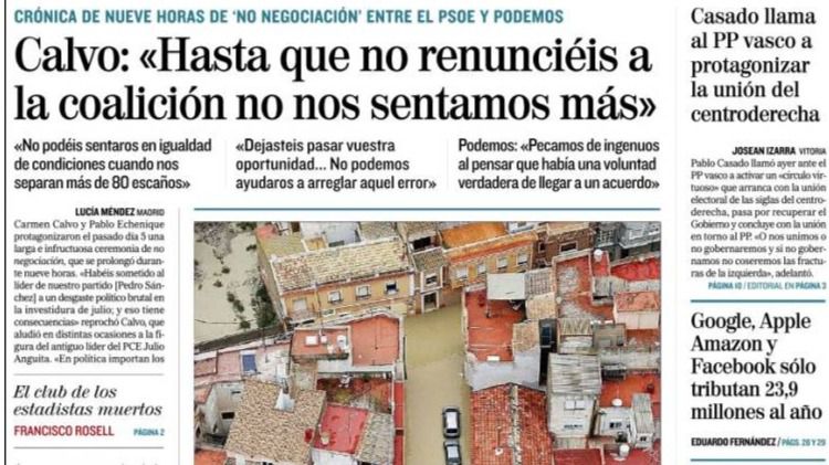 Las portadas de los periódicos del 15 de septiembre