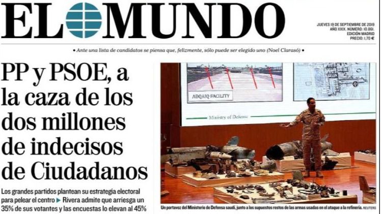 Las portadas de los periódicos del jueves 19 de septiembre