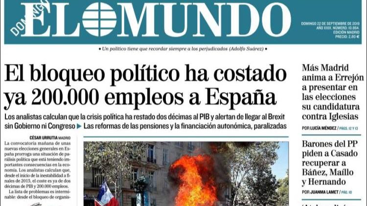 Las portadas de este domingo, 22 de septiembre