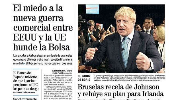 Las portadas de los periódicos del jueves 3 de octubre