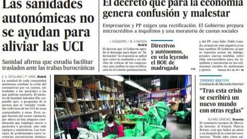 Las portadas y titulares destacados de los periódicos de este martes, 31 de marzo