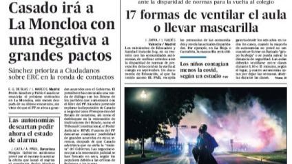 Las portadas de los periódicos de este jueves, 27 de agosto