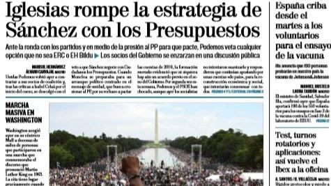 Las portadas de los periódicos de este sábado, 29 de agosto
