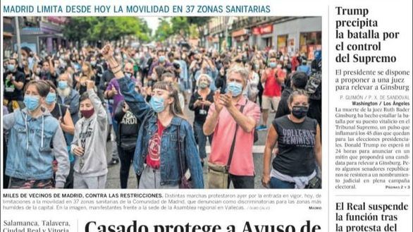 Las portadas de los periódicos de este lunes 21 de septiembre