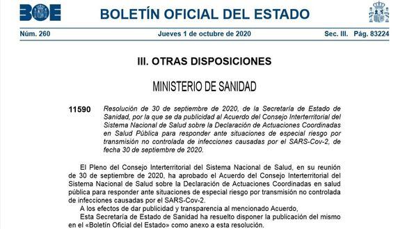 El BOE publica el acuerdo que obliga a Madrid a aplicar nuevas medidas